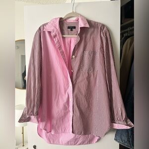 rag & bone Pink and White Striped Casual Shirt